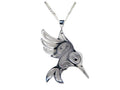 Silver Pewter Necklace - Hummingbird in Flight