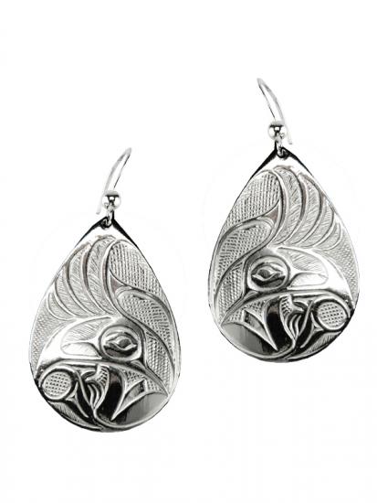Silver Pewter Earrings Hummingbird Teardrop - Bill Helin